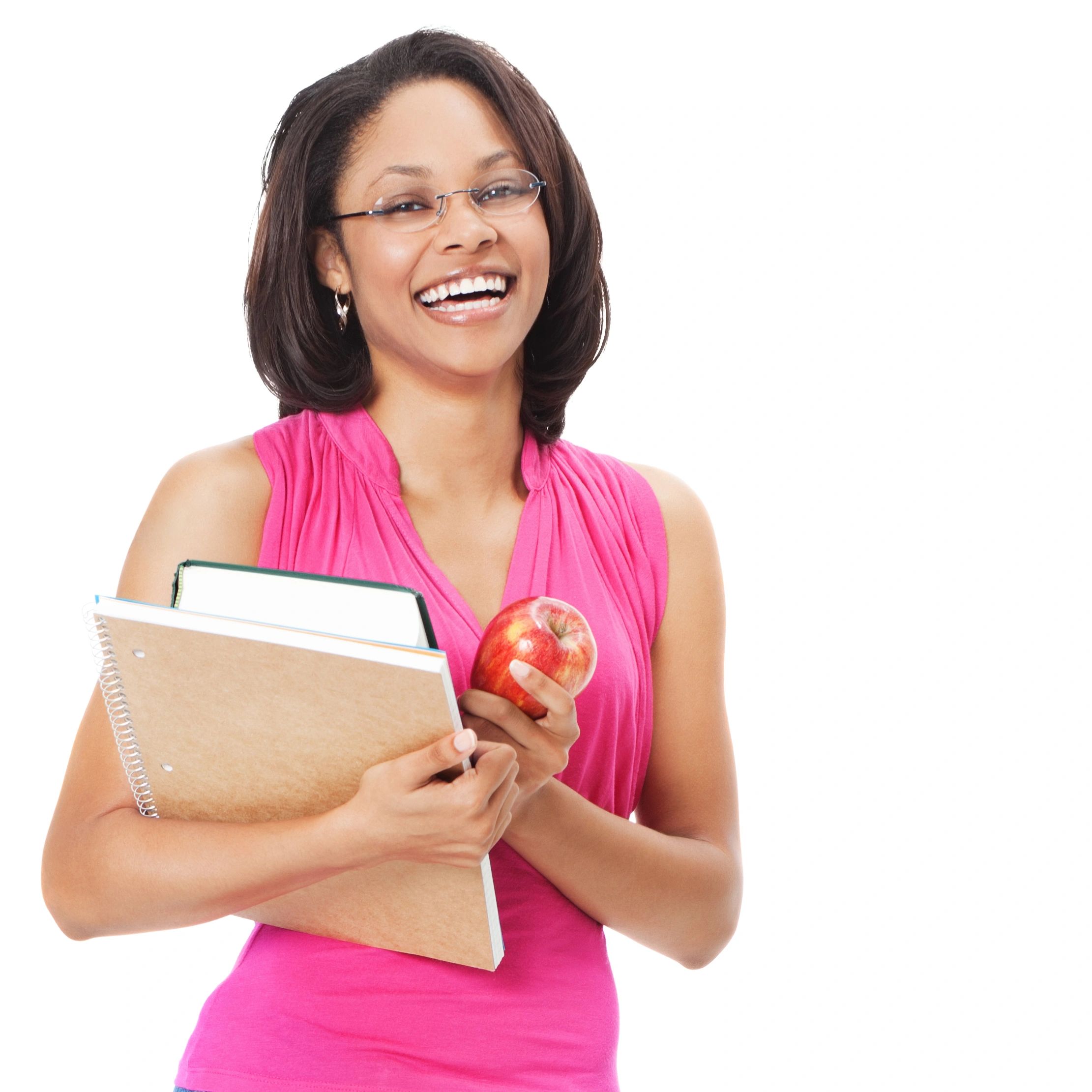 Portrait of a smiling teacher holding books